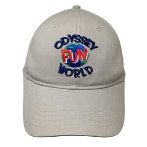 Odyssey Fun World Strapback Hat Beige One Size Adjustable Embroidered